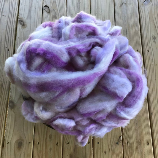Alpaca/Merino Roving - White, Lilac, Purple, 4 ounces