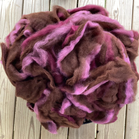 Alpaca/Merino Roving - Brown, Ruby, & Fuchsia - 4 ounces