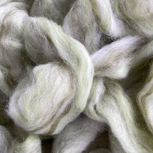 Load image into Gallery viewer, Alpaca/Merino Pin-Drafted Roving - White, Chartreuse, Olive - 4 ounces
