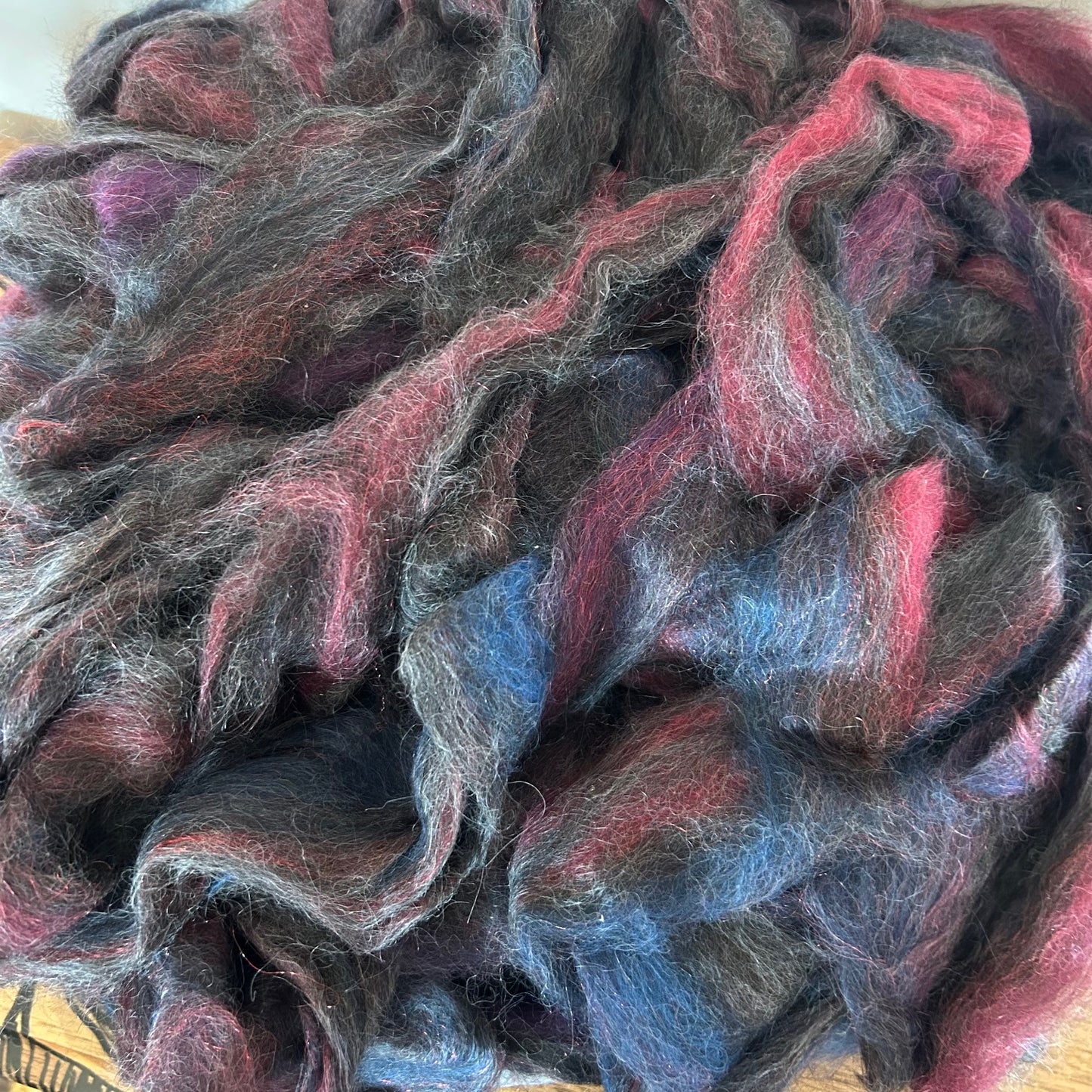 Alpaca/Merino/Firestar Roving - Dark Gray, Purple, Ruby, Blue - 1 pound