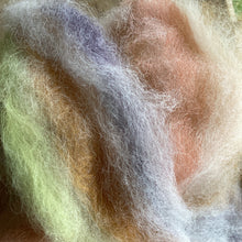 Load image into Gallery viewer, Alpaca/Merino/Bamboo Roving - White, Foothills, Plum, Olive, Chartreuse, Nutmeg - 4 ounces
