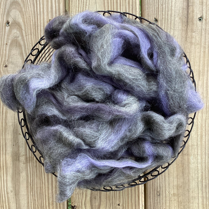 Suri Alpaca/Merino Roving - Gray, Lilac - 4 ounces