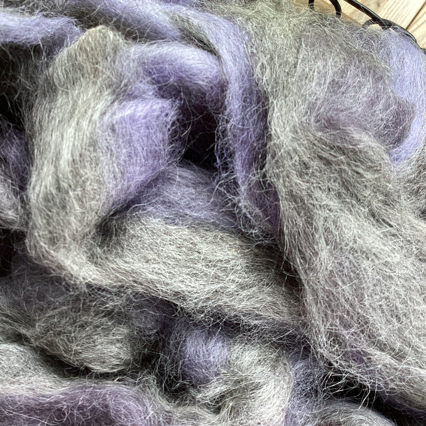 Suri Alpaca/Merino Roving - Gray, Lilac - 4 ounces