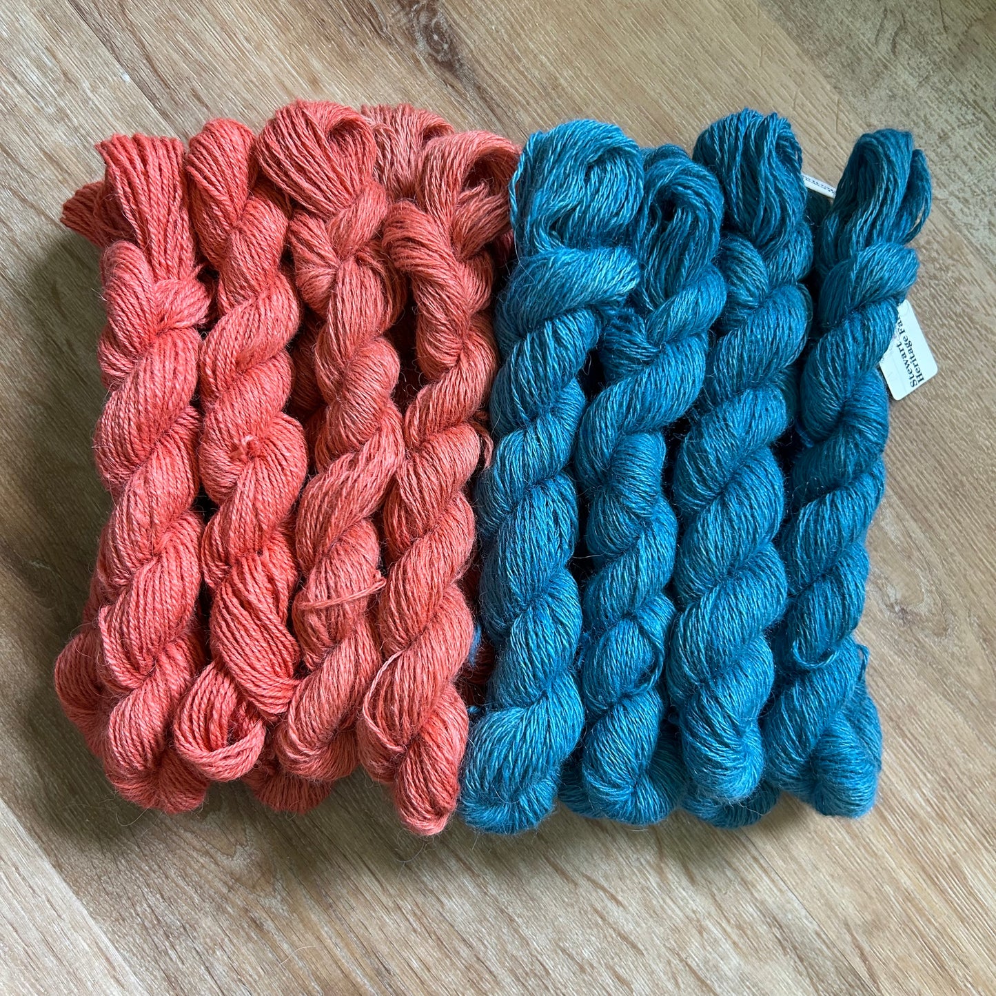 Deep Sea Spray & Tangelo Mini Skeins — 80% Alpaca / 20% Merino Fingering Weight