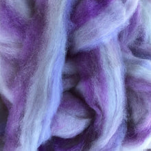 Load image into Gallery viewer, Alpaca/Merino Roving - White, Lilac, Purple, 4 ounces
