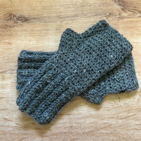 Gray Alpaca/Merino Fingerless Mitts