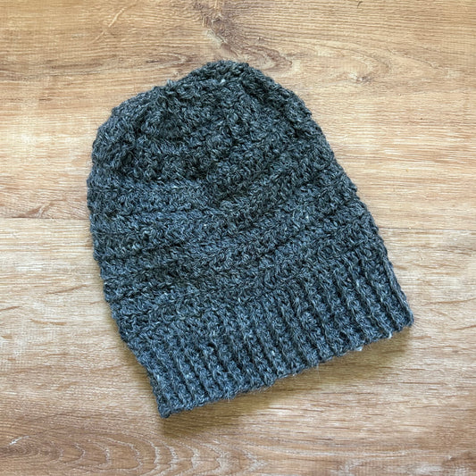 Gray Crocheted Alpaca & Merino Beanie