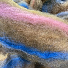 Load image into Gallery viewer, Alpaca/Merino/Bamboo Roving - Fawn, Topaz, Blue, Begonia 1.15 Pounds
