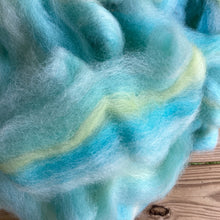 Load image into Gallery viewer, Alpaca/Merino/Firestar Roving (White, Peacock, Jade, Chartreuse, Steel Blue) - 4 ounces
