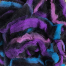 Load image into Gallery viewer, Alpaca/Merino Roving - Bay Black, Fuchsia, Peacock, Purple 5.9 ounces
