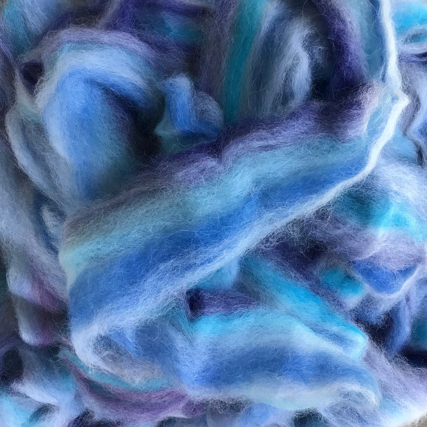 Alpaca/Merino Roving - White, Wedgewood Blue, Navy, Eggplant, Peacock 1 pound