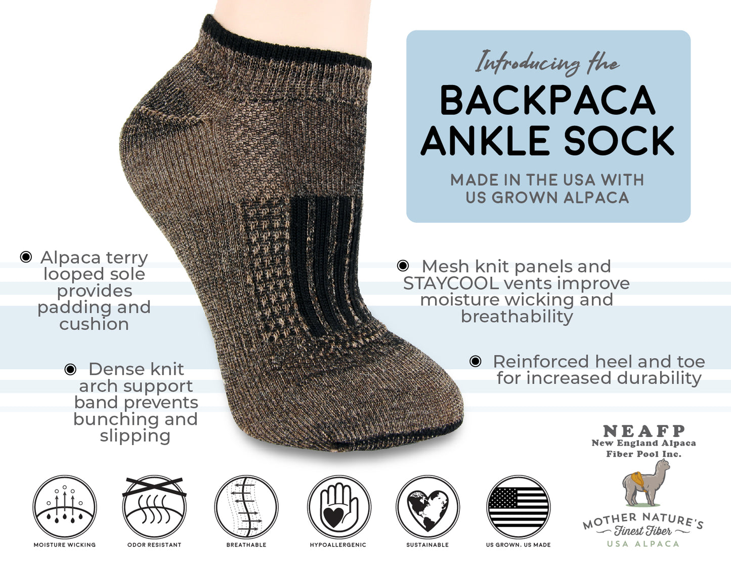 Backpaca Ankle Sock - Brown