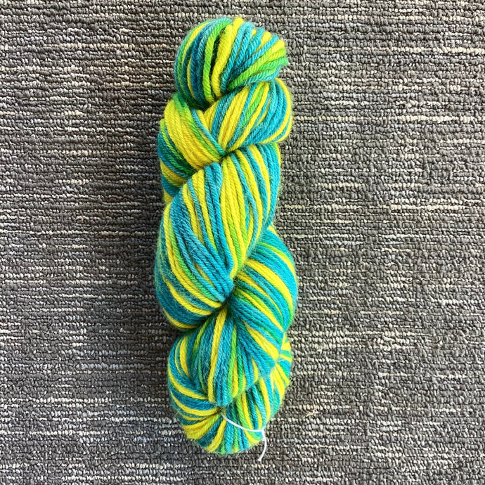 Alpaca/Merino DK Hand-Dyed Yarn - Yellow, Green, Blue Swirl