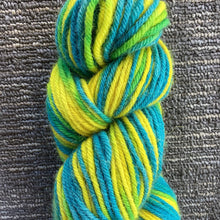 Load image into Gallery viewer, Alpaca/Merino DK Hand-Dyed Yarn - Yellow, Green, Blue Swirl
