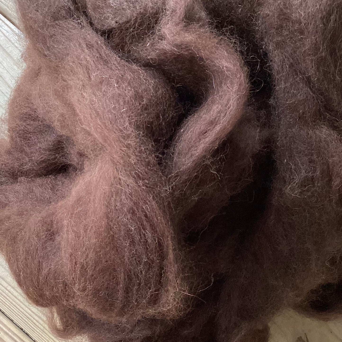 Alpaca/Fine Wool Roving - Dark Brown, 1 pound